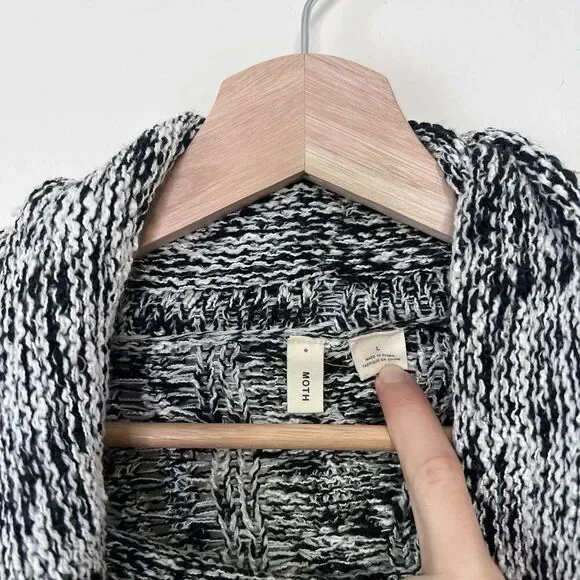 Anthropologie MOTH Kingsley Marled Cable Knit Cowl Neck Sweater Size L - Picture 4 of 10